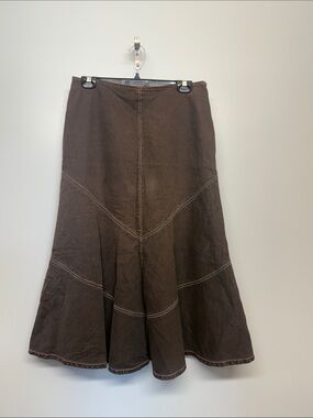 Simon Chang Brown Panel A-Line Skirt